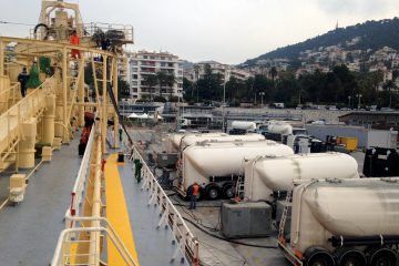Cement carrier at the port of Nice